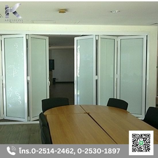 กั้นห้องกระจกบานเฟี้ยม